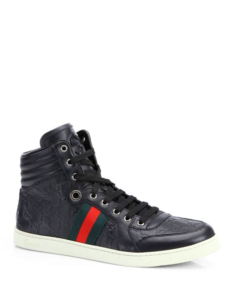 gucci mens black trainers|Gucci men sneakers high top.